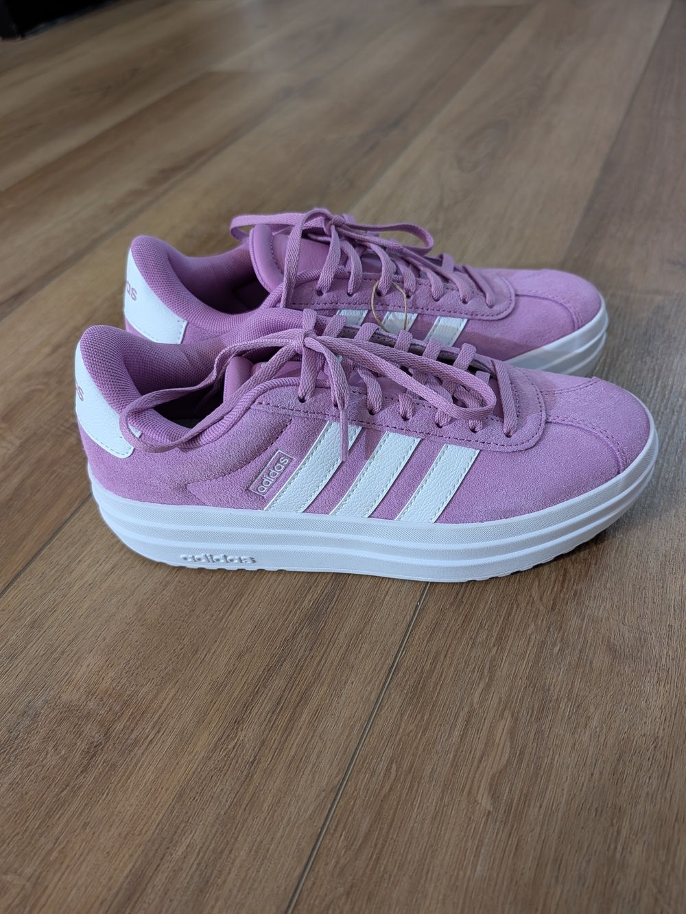 Adidas Women's Pink Suede Platform Sneakers